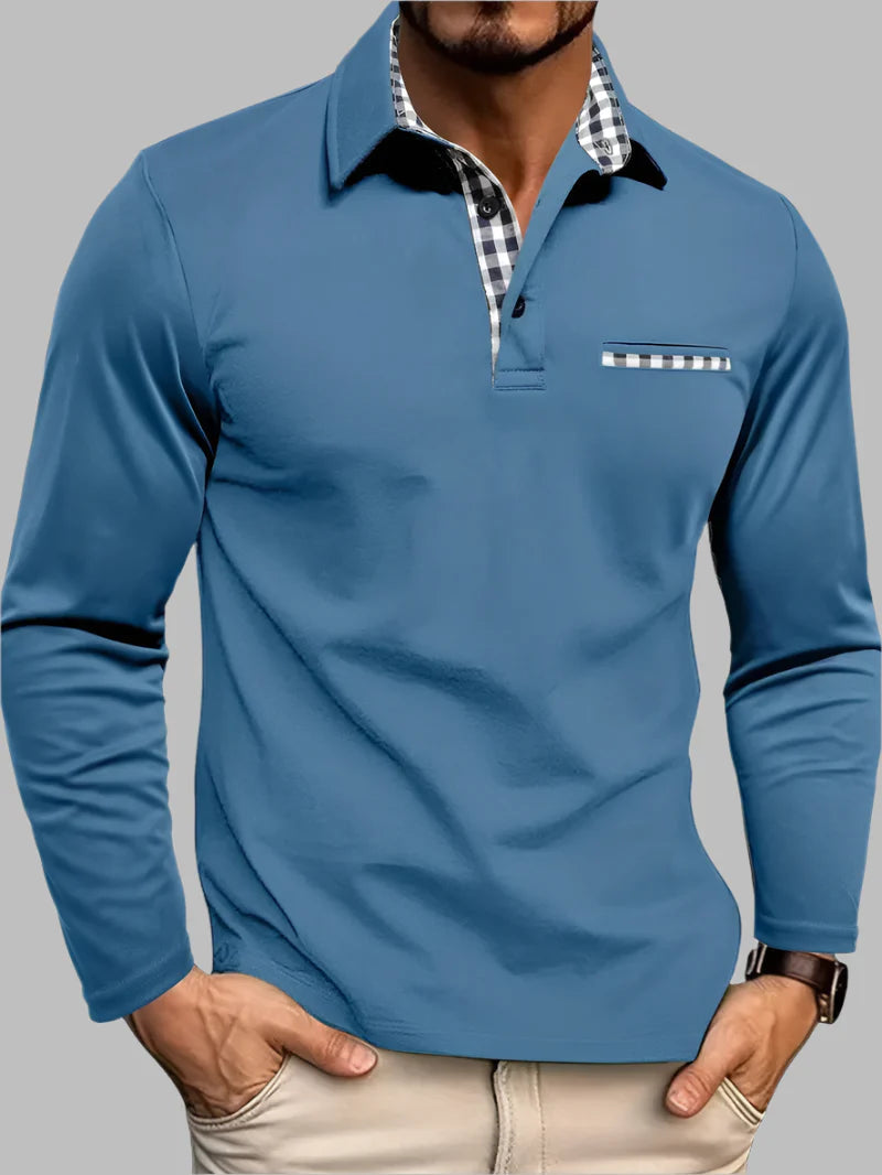 POLOHØJ langærmet poloshirt til herrer – billede 4