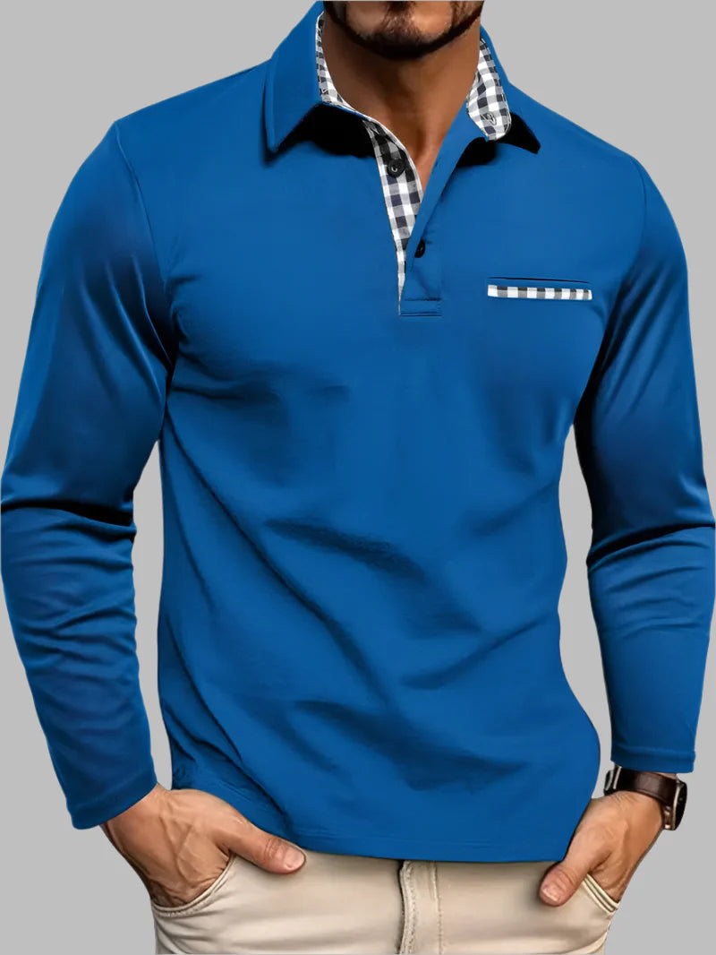 POLOHØJ langærmet poloshirt til herrer – billede 5