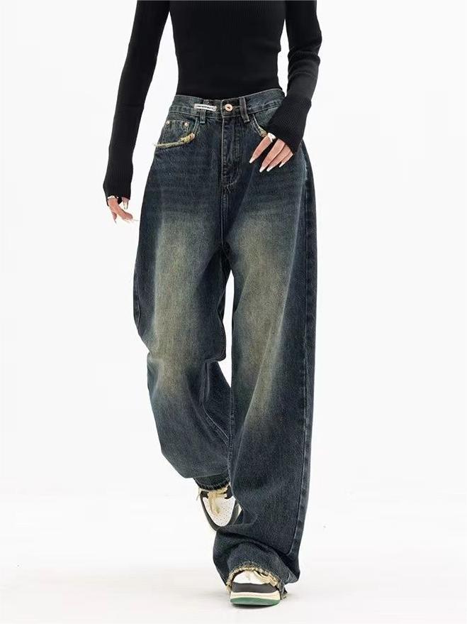 Detalje af lomme og etiket på baggy vintage jeans