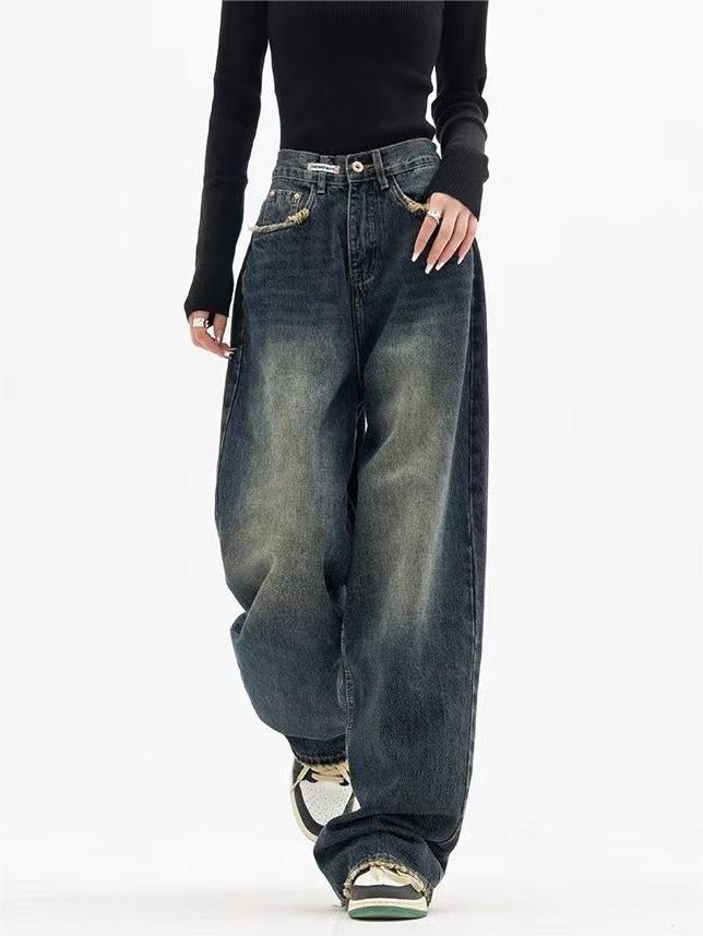Baggy jeans i mørk vask med løs pasform – billede 3
