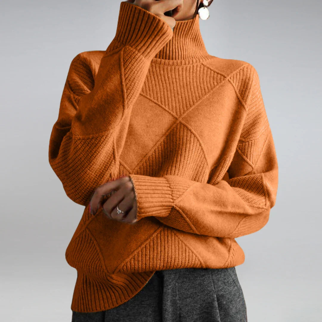 Rullekravebluse til damer i 100% uld med argylemønster – billede 5
