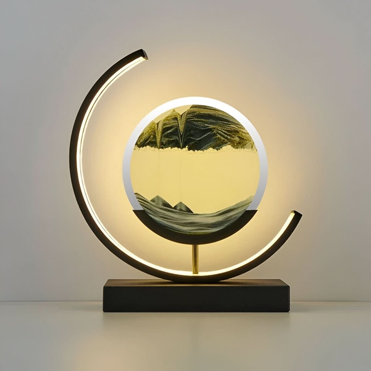 Dekorativ sandlampe med roterende sandcirkel og lys – billede 8