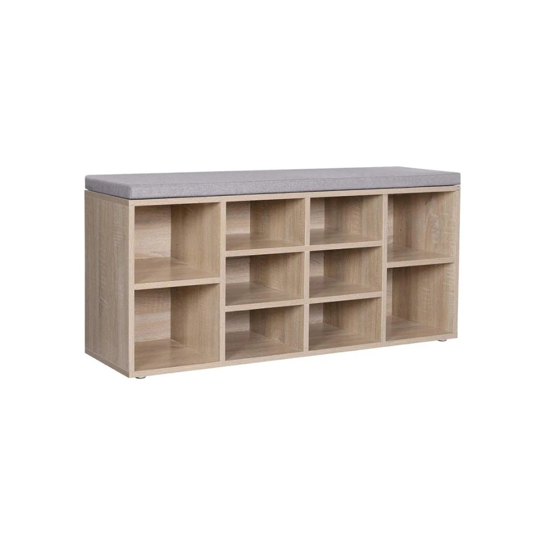 Skobænk med opbevaring – 10 rum skoreol