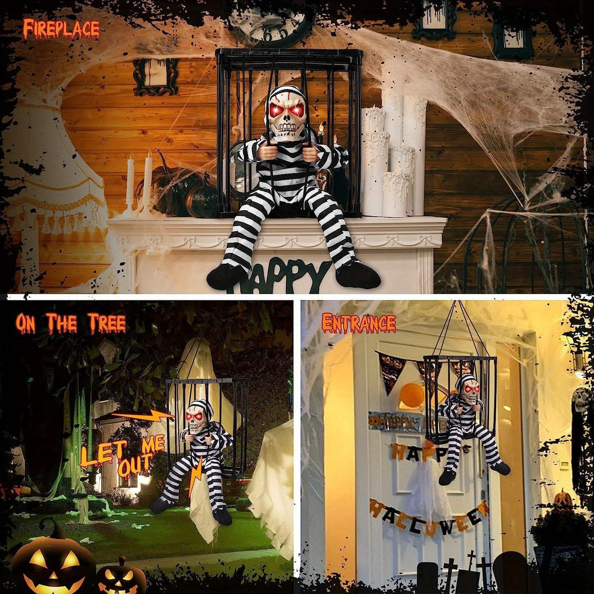 Animeret halloweenskelet med bevægelsessensor til ophæng – billede 8