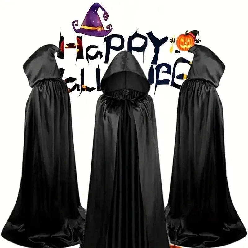 Sort kappe med hætte i fuld længde til halloween og cosplay – billede 4