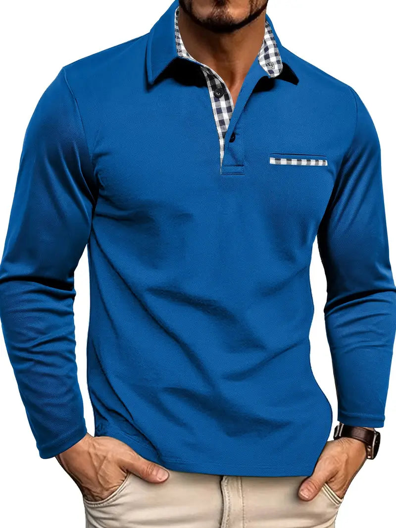 Let sommerpoloshirt med lange ærmer til mænd – billede 5