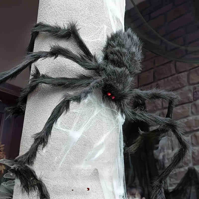 Halloweensæt med kæmpeedderkopper og elastisk spindelvæv – billede 4