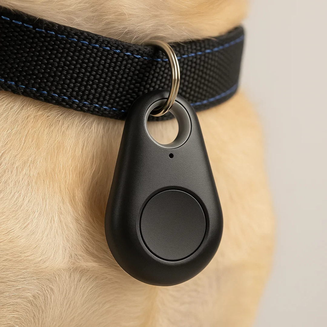 SPORNÆS gps-tracker i sort holdt mellem to fingre