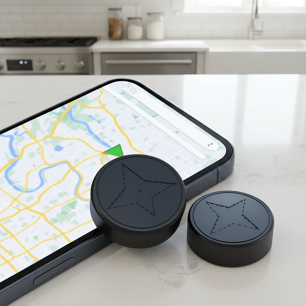 SPORVANG kompakt gps-tracker med magnet i sort plast