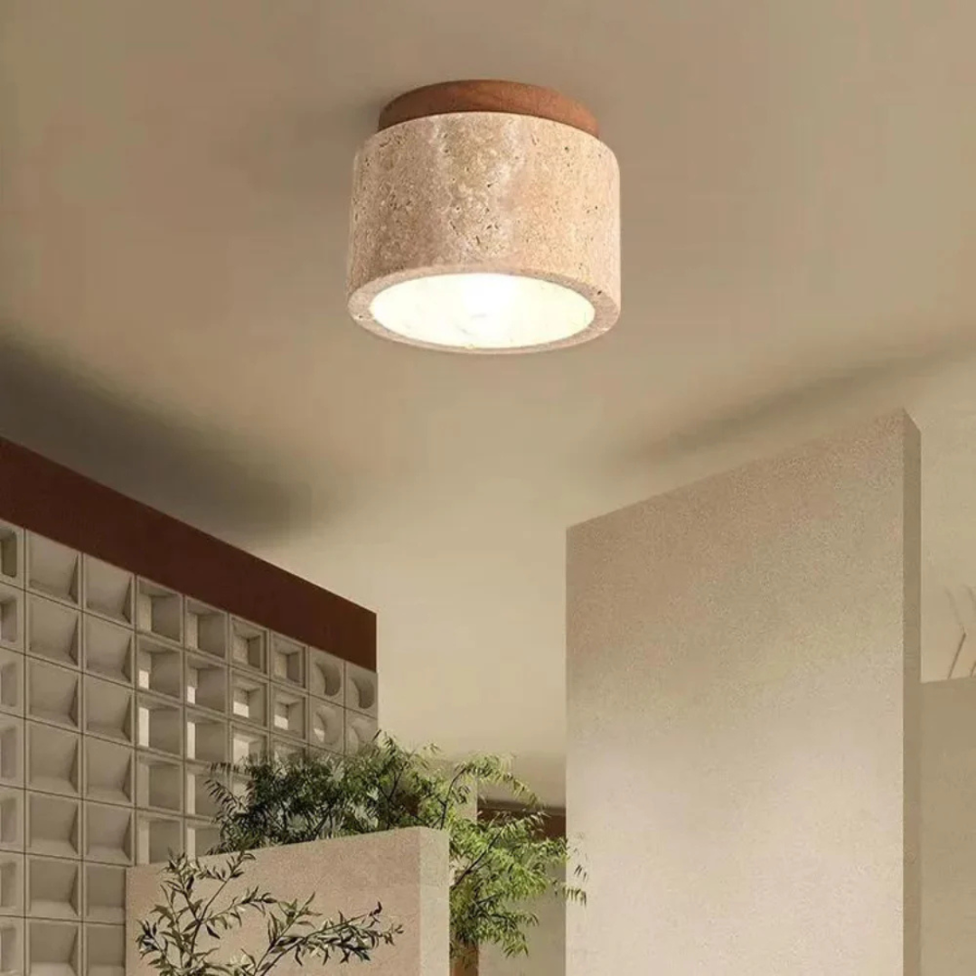 STENKRANS loftlampe i marmor og træ – billede 4