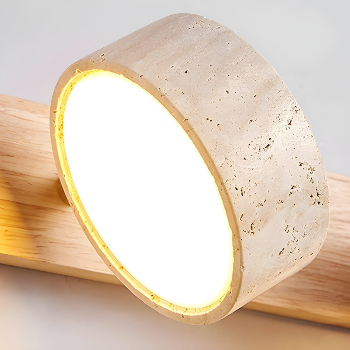 LED-væglampe i travertin og træ til indendørs brug – billede 8