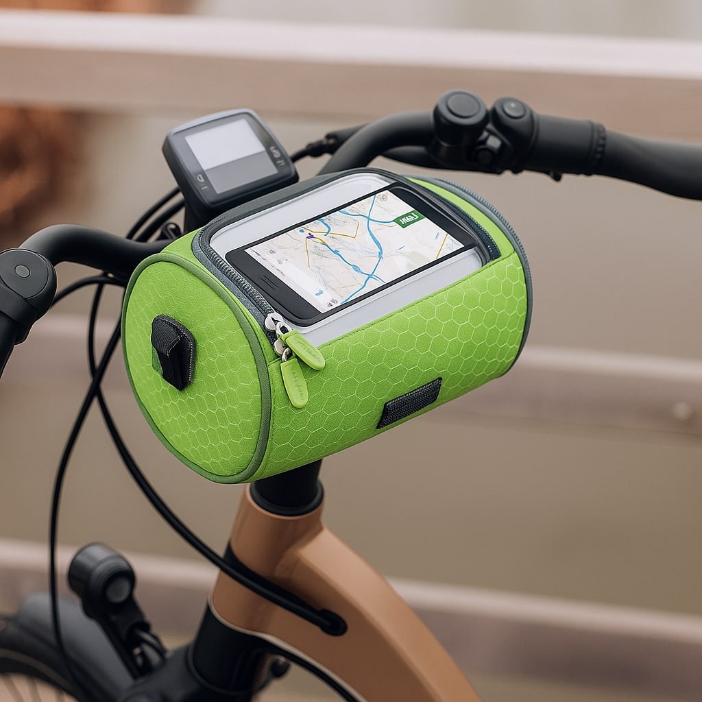 Vandafvisende styrtaske til cykel med gennemsigtigt touchrum – billede 11