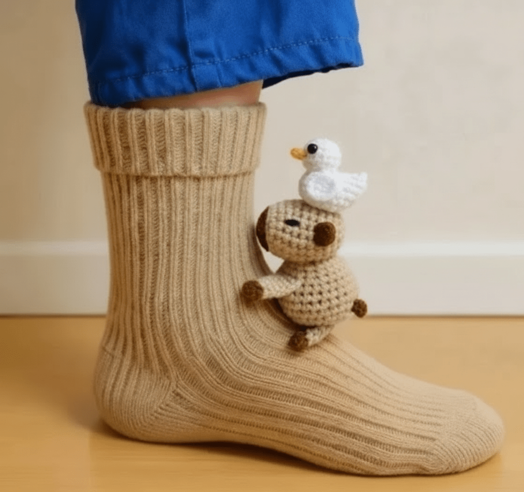 TOFTESOK bløde hjemmesokker i plys med 3D-dyremotiv – billede 17