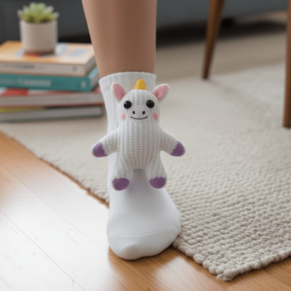 TOFTESOK bløde hjemmesokker i plys med 3D-dyremotiv – billede 18