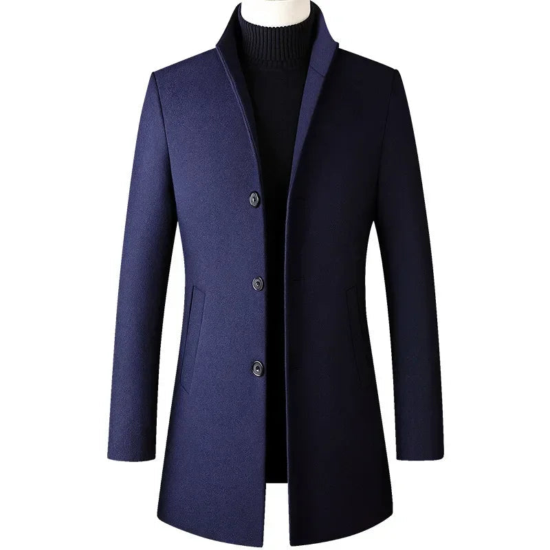 Elegant uldfrakke i slim fit til mænd – billede 3