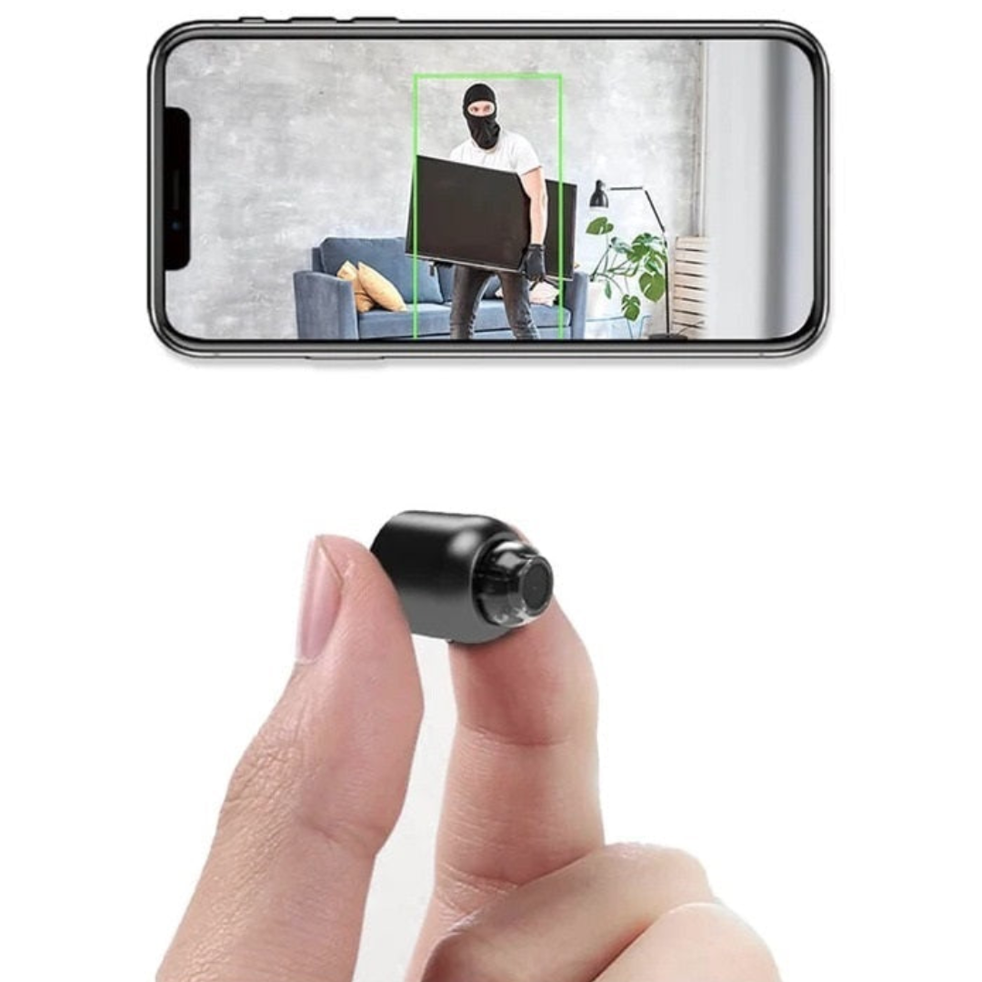 Diskret mini-kamera med WiFi og lyd vist i hånden