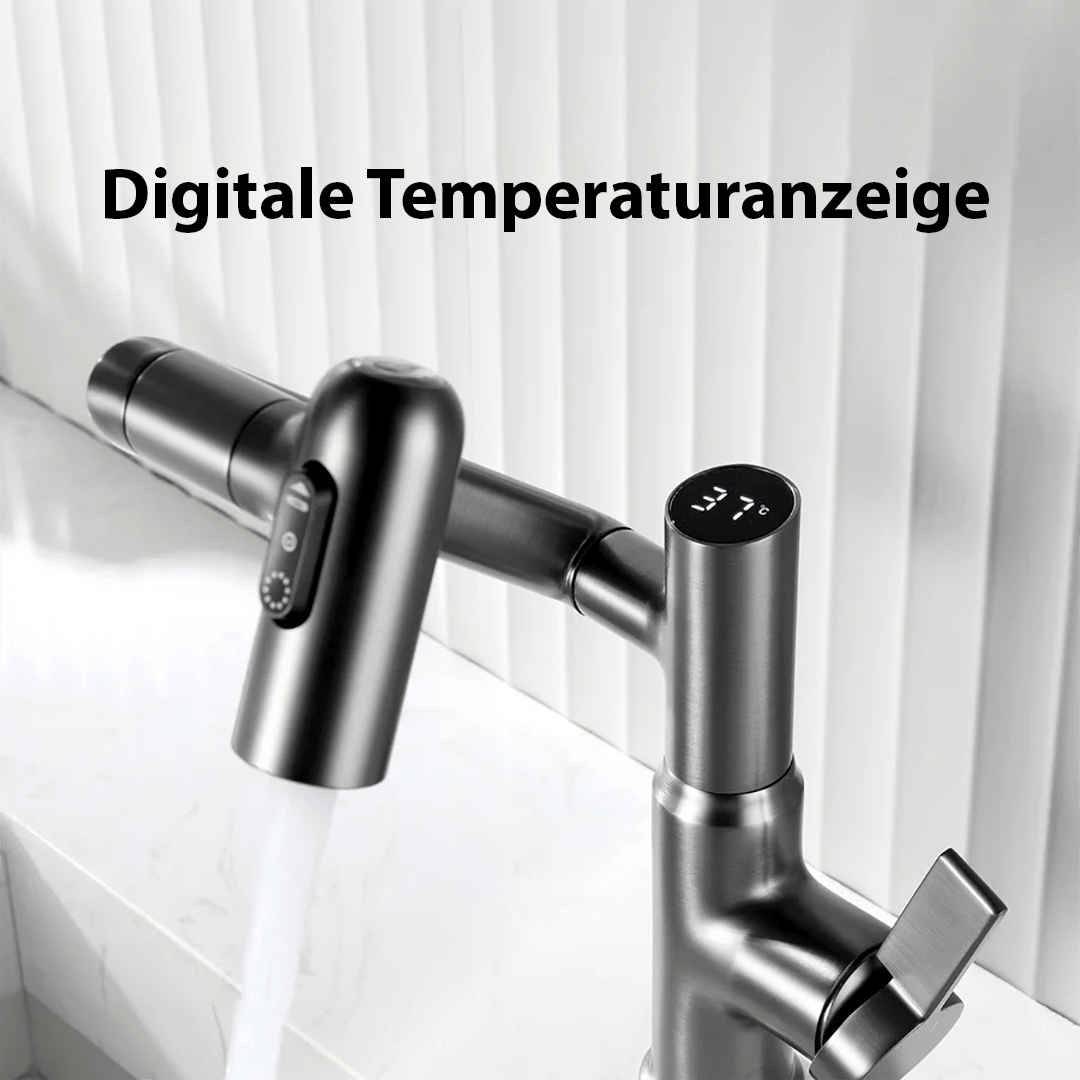 Drejbart køkkenarmatur med temperaturdisplay – billede 5