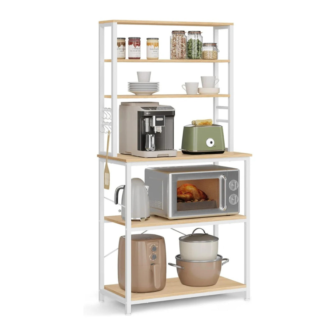 Industriel køkkenreol med 4 hylder og S-kroge