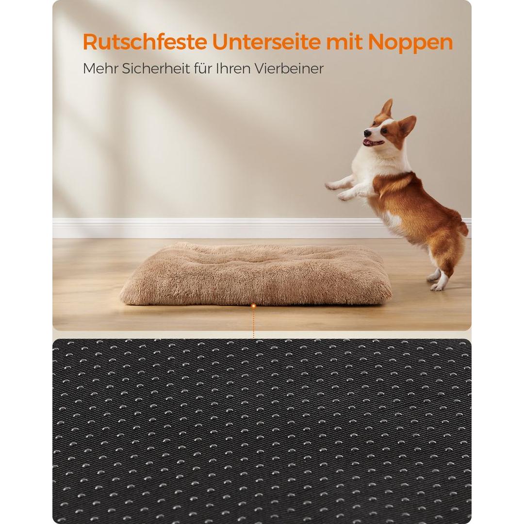 Hundepude 10 cm tyk – plys med skridsikker bund – 80, 95, 110 eller 122 cm – vaskbar