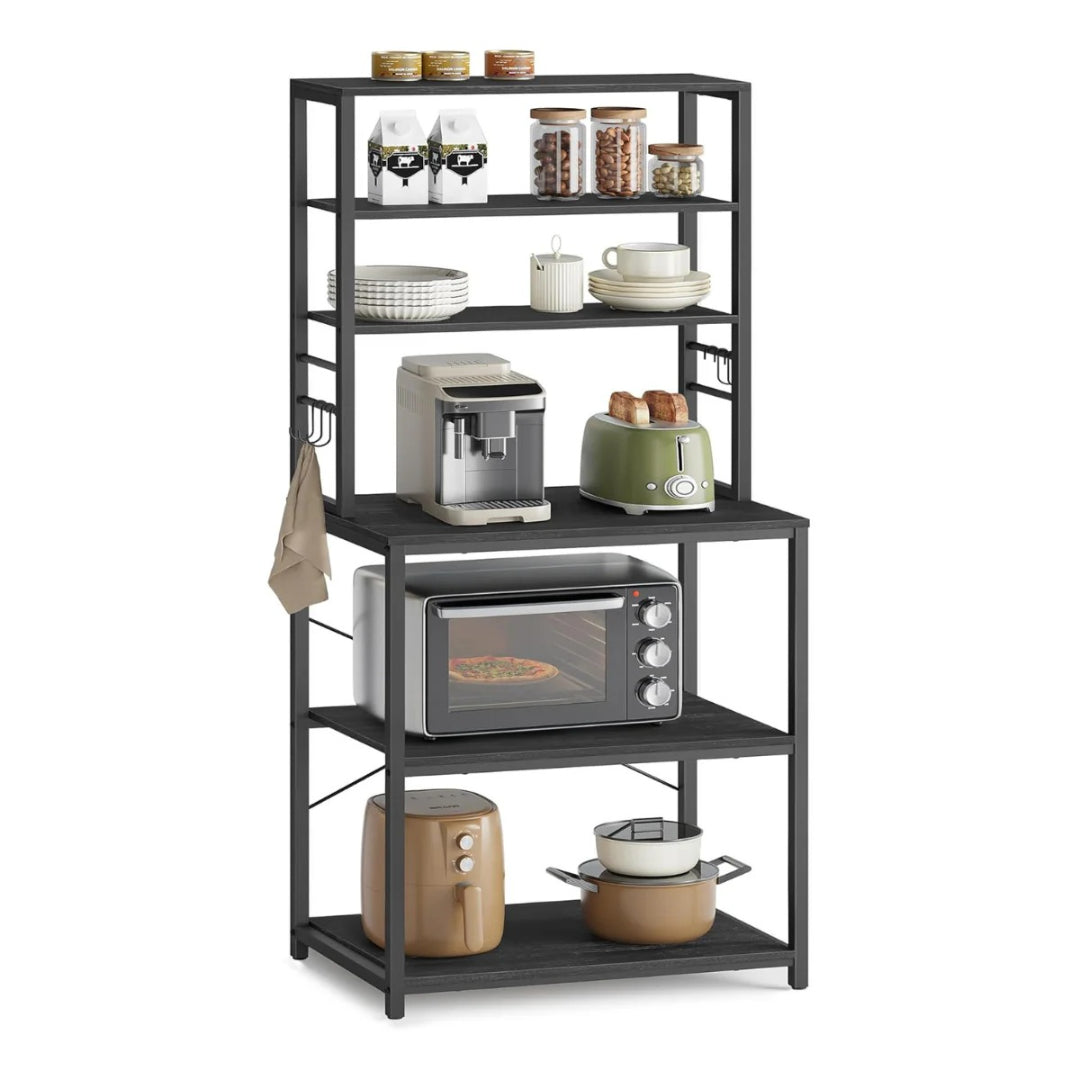 Industriel køkkenreol med 4 hylder og S-kroge